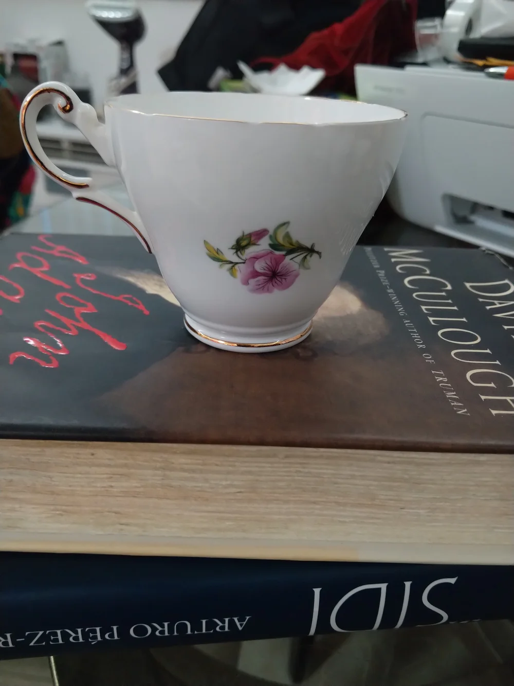 Regency English Bone China Teacup - White with Gold Trim
